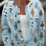 Charlotte™ | Hyggelig cardigan med katteprint