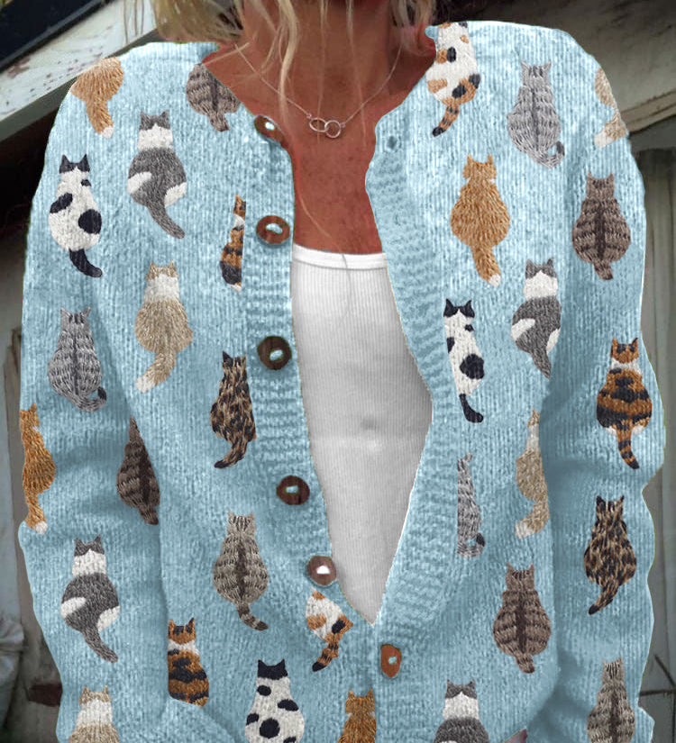 Charlotte™ | Hyggelig cardigan med katteprint