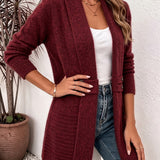 Marlowe™ | Burgund ribstrikket cardigan med taljeklips