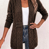 Camille™ | Chokoladebrun ribstrikket cardigan med taljeklips