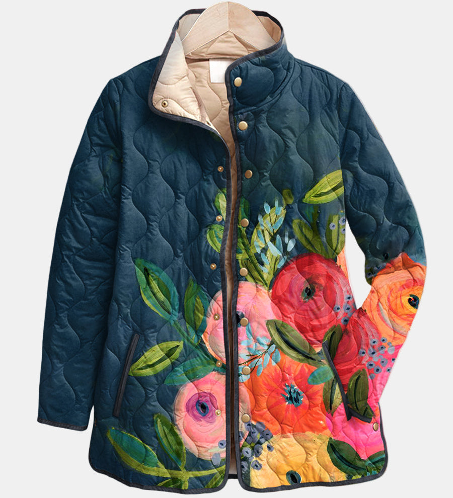 Amaya | Vintage Floral Print Quilted Jacket