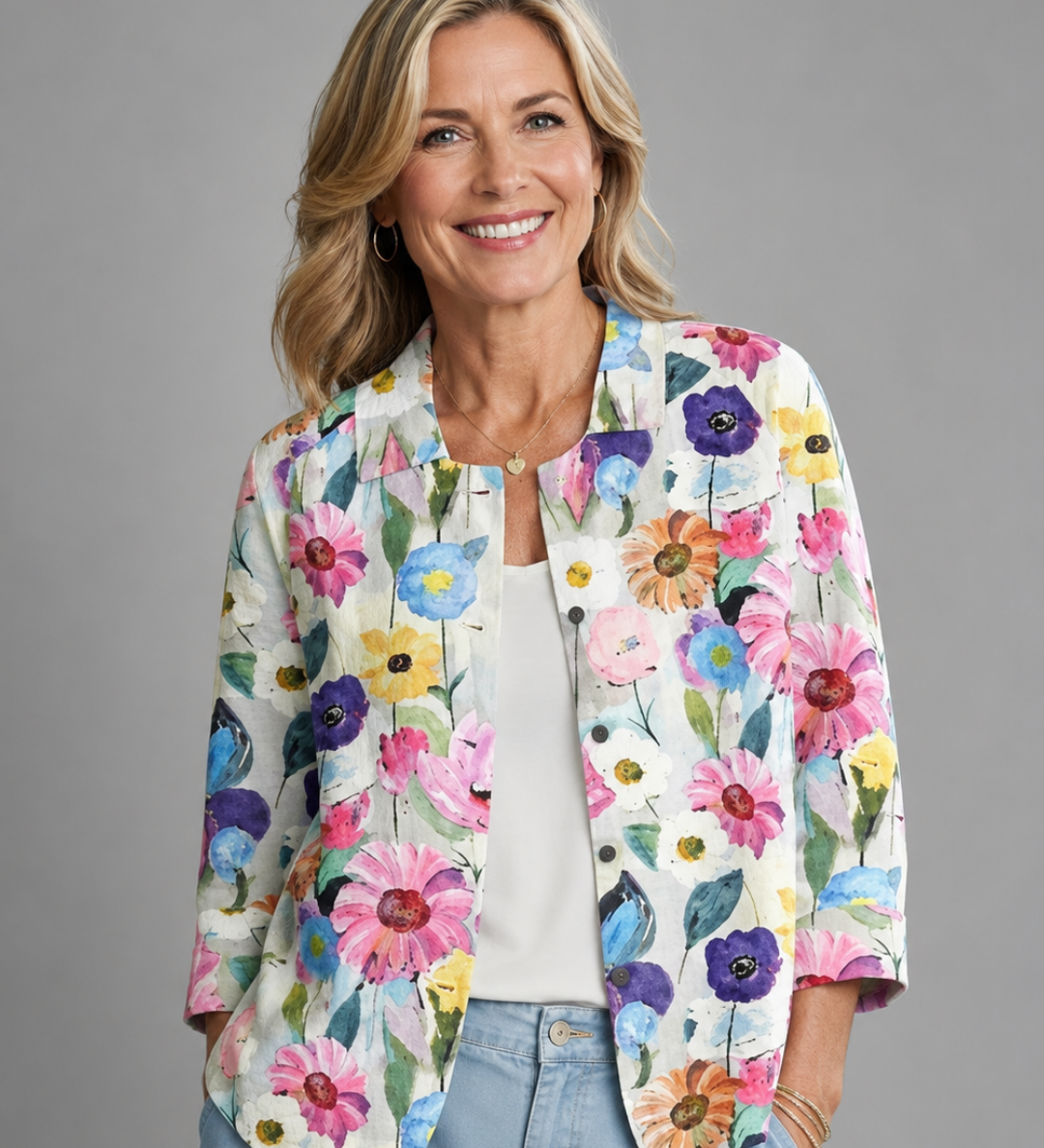 Rosamonde | Bluse med Malede Tusindfryd