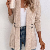 Harlow™ | Havregryn ribstrikket cardigan med taljeklips