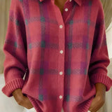 ASHLEY™ | Klassisk ternet strikcardigan med krave