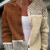 Minimalistisk Abstrakt Prikket Print Knappet Cardigan