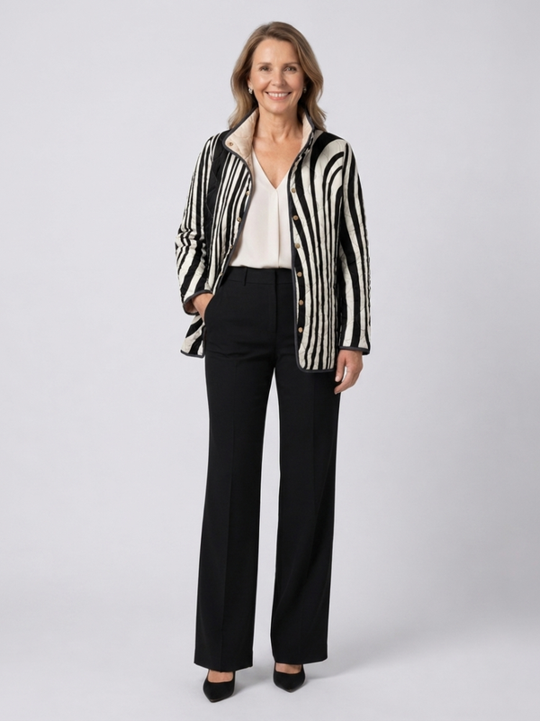 Soraya | Afslappet Quiltet Jakke med Abstrakt Geometrisk Design