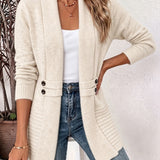 Rosalie™ | Creme ribstrikket cardigan med taljeklips