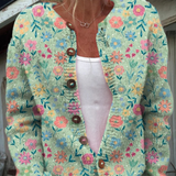 Blomsterprintet Knappet Cardigan