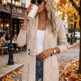 Harlow™ | Havregryn ribstrikket cardigan med taljeklips