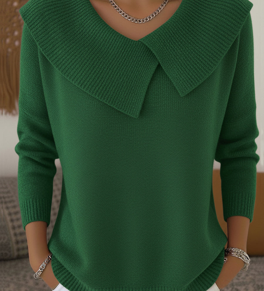 Warm Jumper with Soft Collar for Women