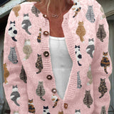 Charlotte™ | Hyggelig cardigan med katteprint