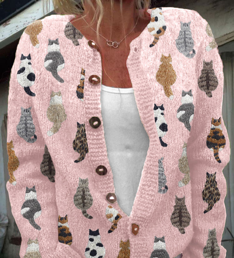 Charlotte™ | Hyggelig cardigan med katteprint