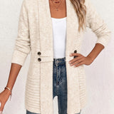 Rosalie™ | Creme ribstrikket cardigan med taljeklips