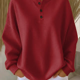 Milagros | Henley-sweatshirt med vaffelstruktur