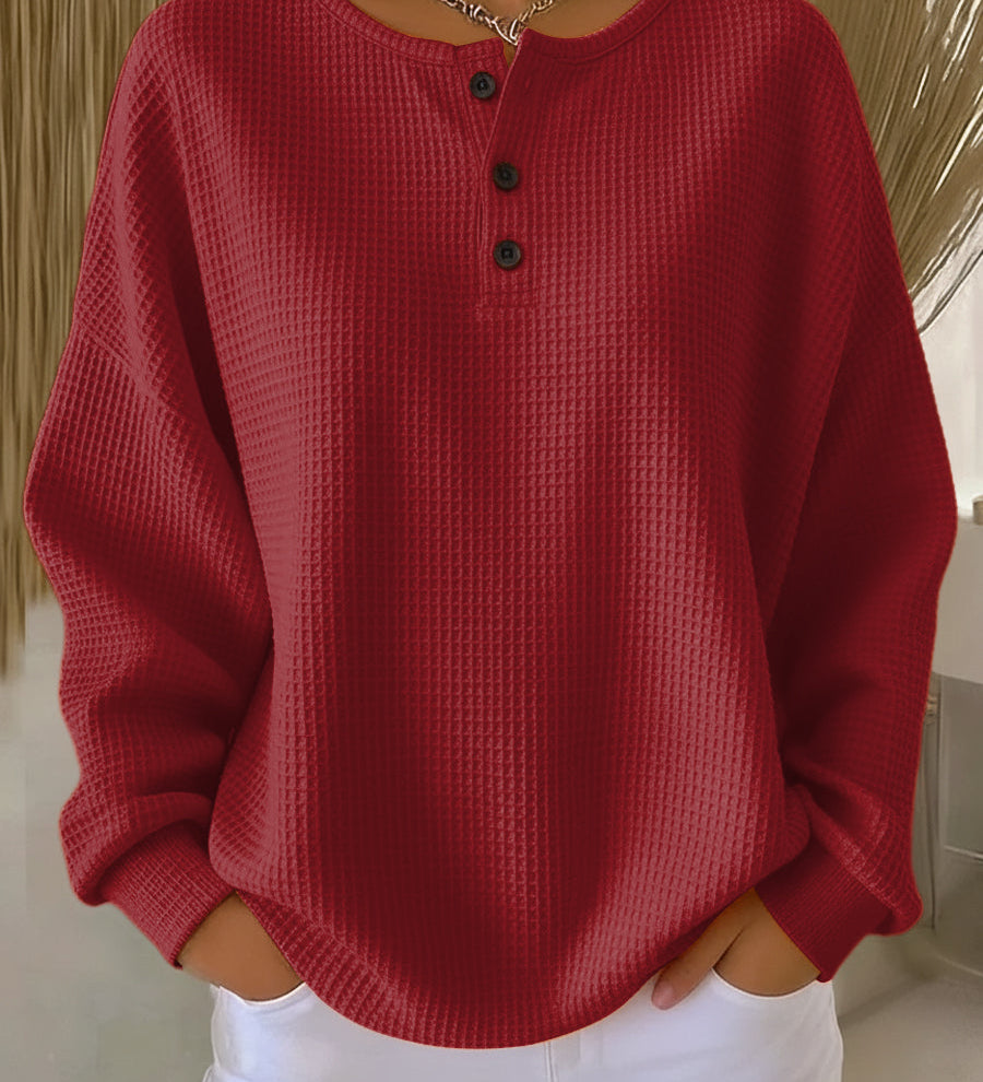 Milagros | Henley-sweatshirt med vaffelstruktur