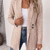 Harlow™ | Havregryn ribstrikket cardigan med taljeklips