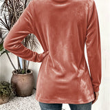 Sienna™ | Rust velour cardigan med taljeklips