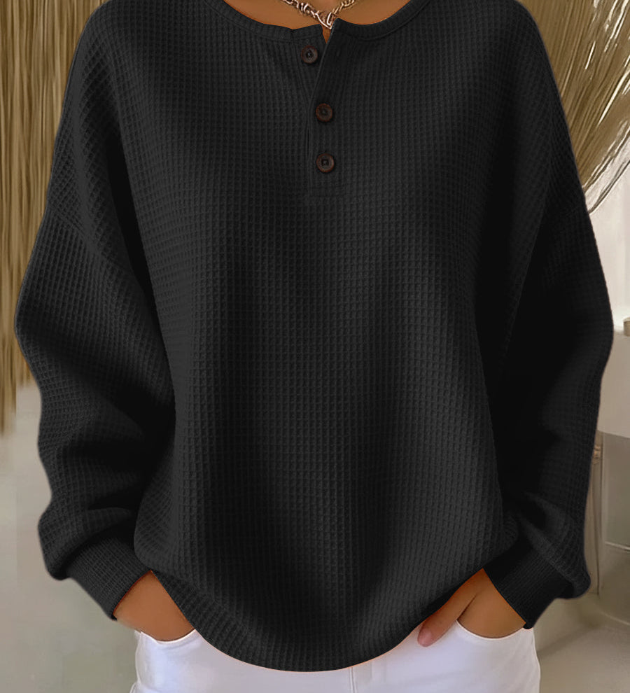Milagros | Henley-sweatshirt med vaffelstruktur