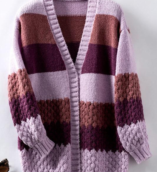 Oversized strikket cardigan – Løs strik med åben front