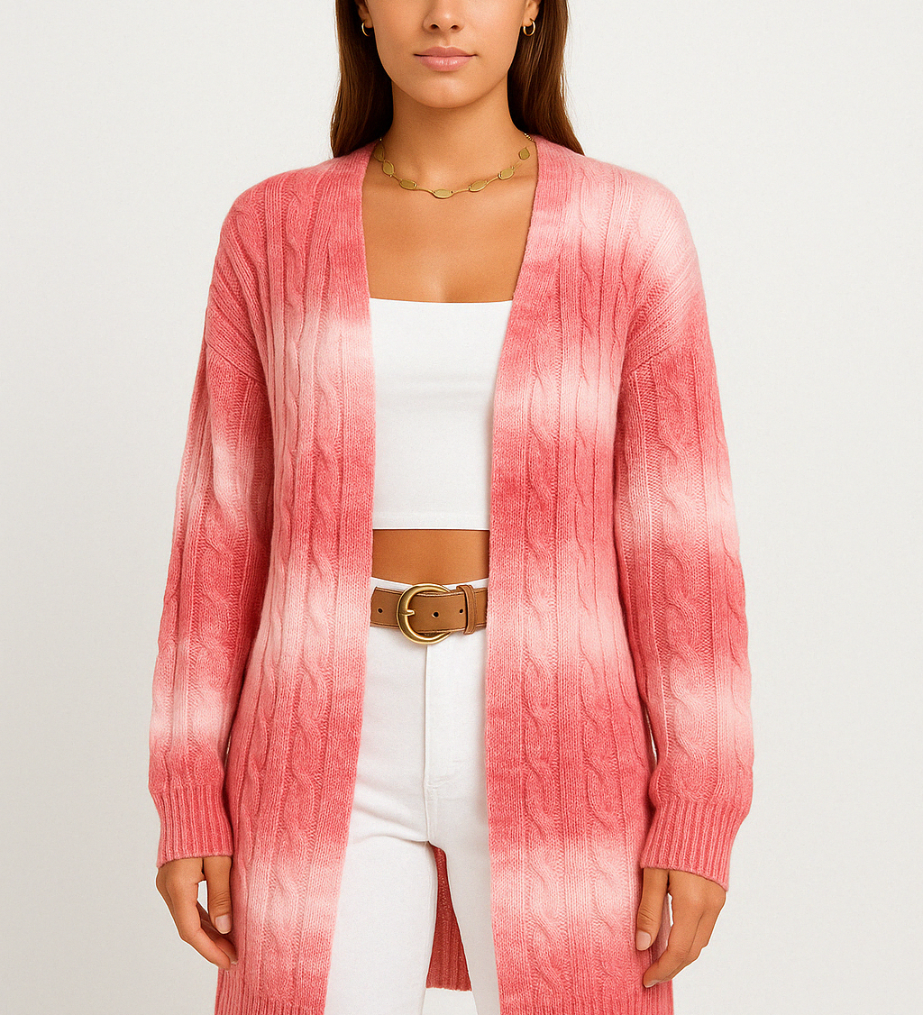 Lang cardigan – Blød strikket cardigan med åben front