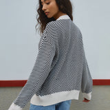Chevron-cardigan med kontrastknapper