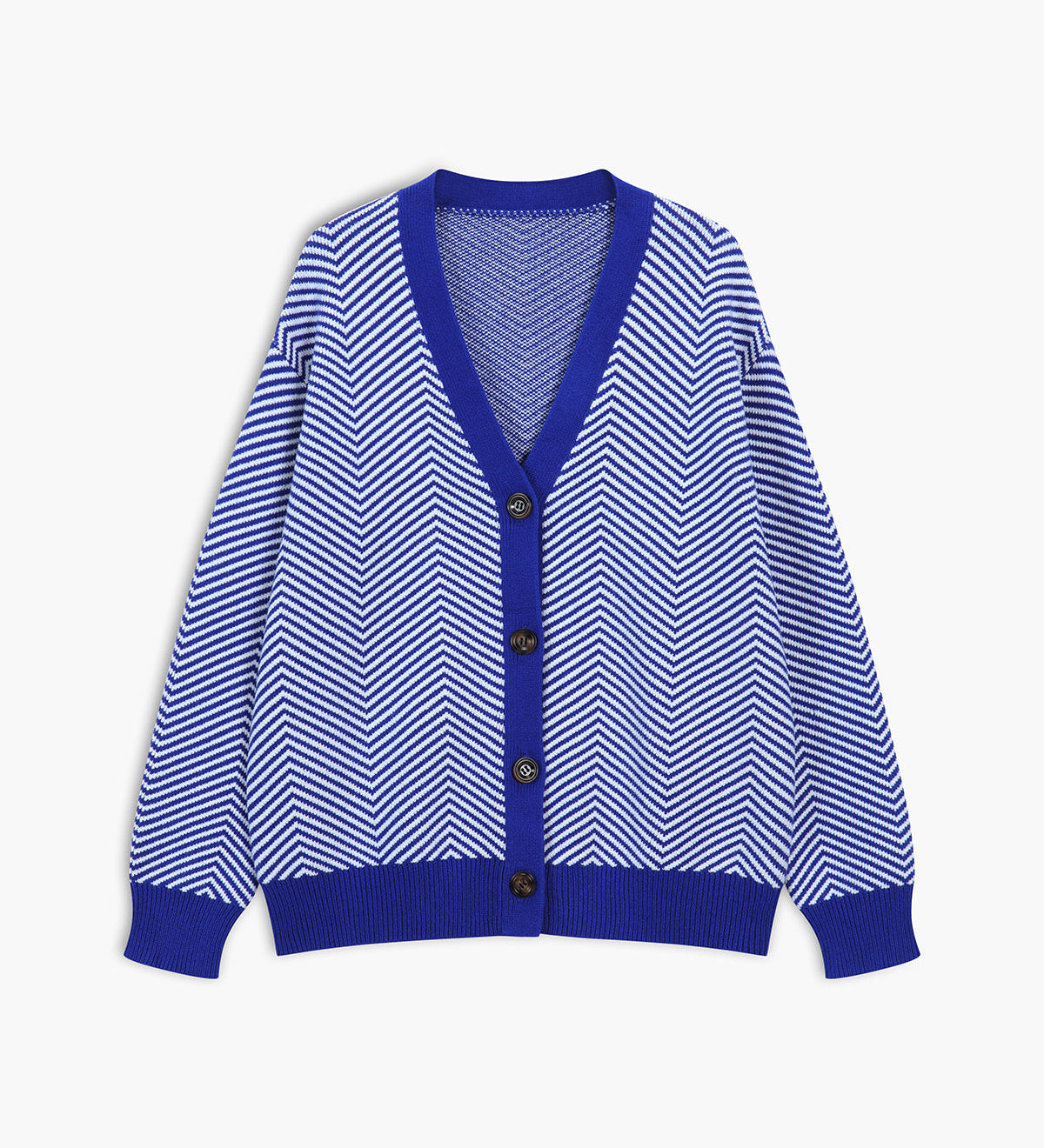 Chevron-cardigan med kontrastknapper