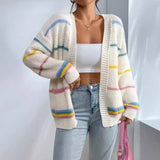 Oversized strikket cardigan – Hyggelig langærmet cardigan med åben front