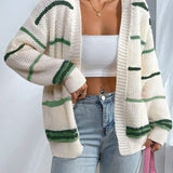 Oversized strikket cardigan – Hyggelig langærmet cardigan med åben front