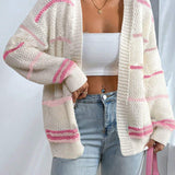 Oversized strikket cardigan – Hyggelig langærmet cardigan med åben front