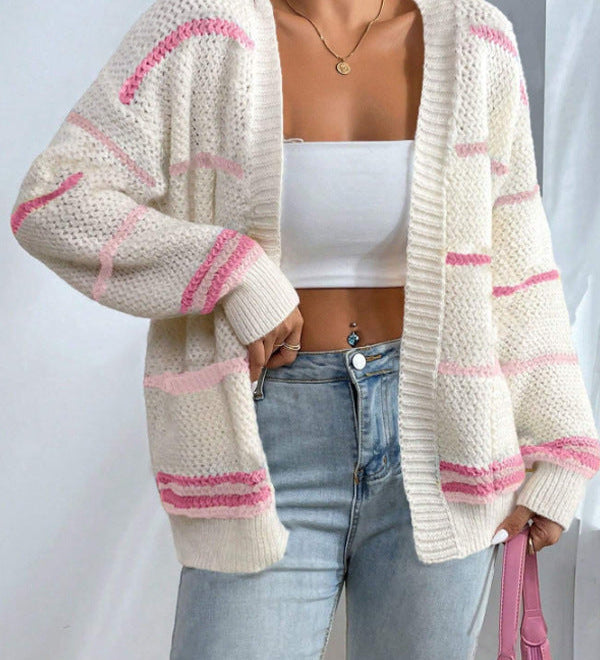 Oversized strikket cardigan – Hyggelig langærmet cardigan med åben front