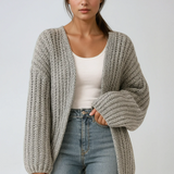 Strikket cardigan med oversized ærmer