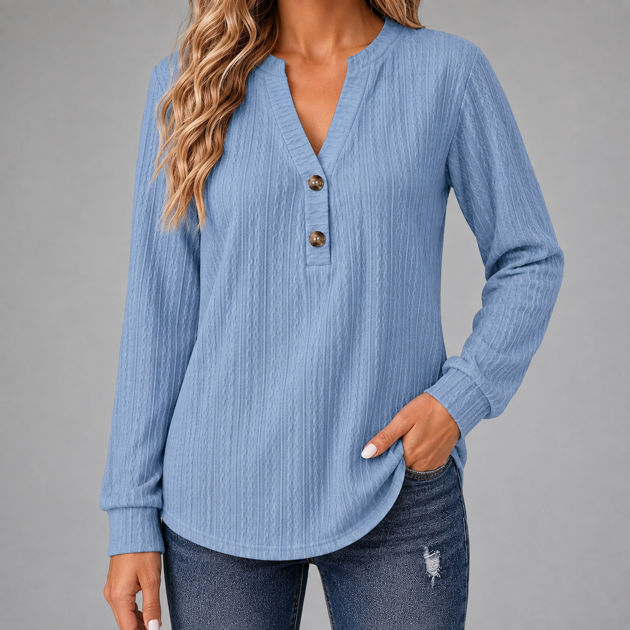 Merritt™ Knappet Tekstureret Top