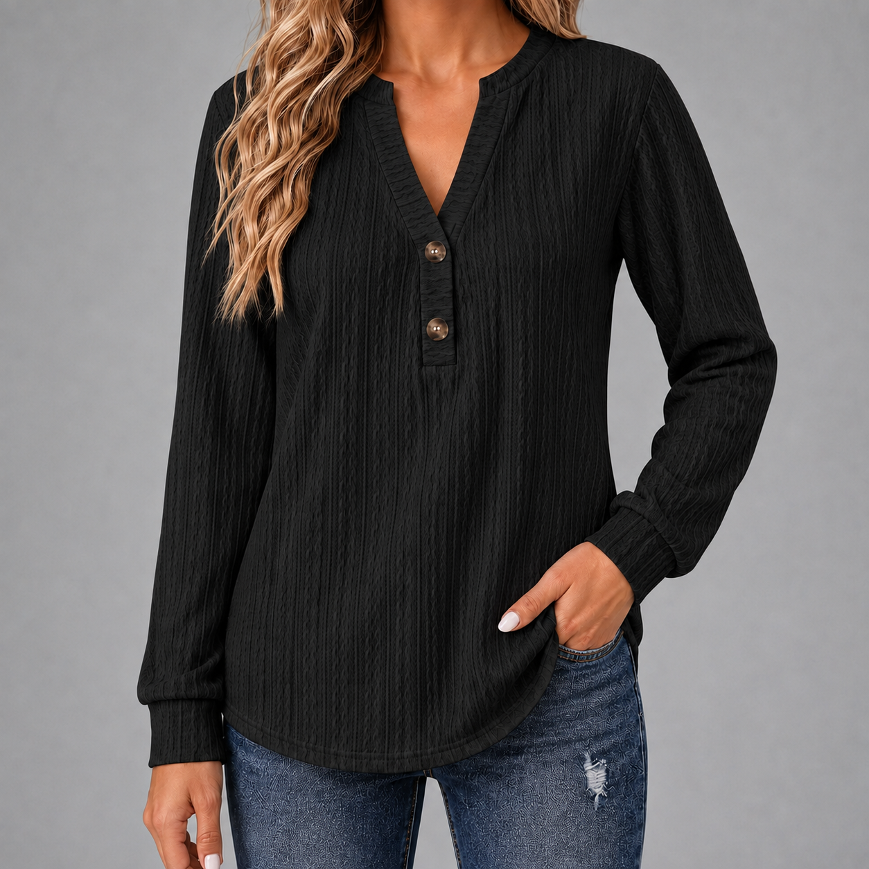 Merritt™ Knappet Tekstureret Top