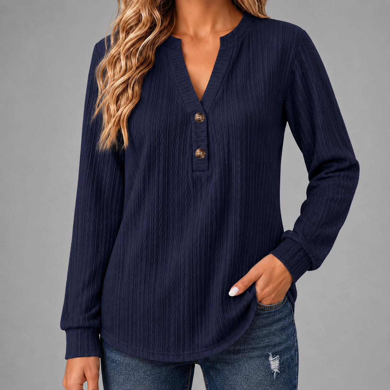 Merritt™ Knappet Tekstureret Top