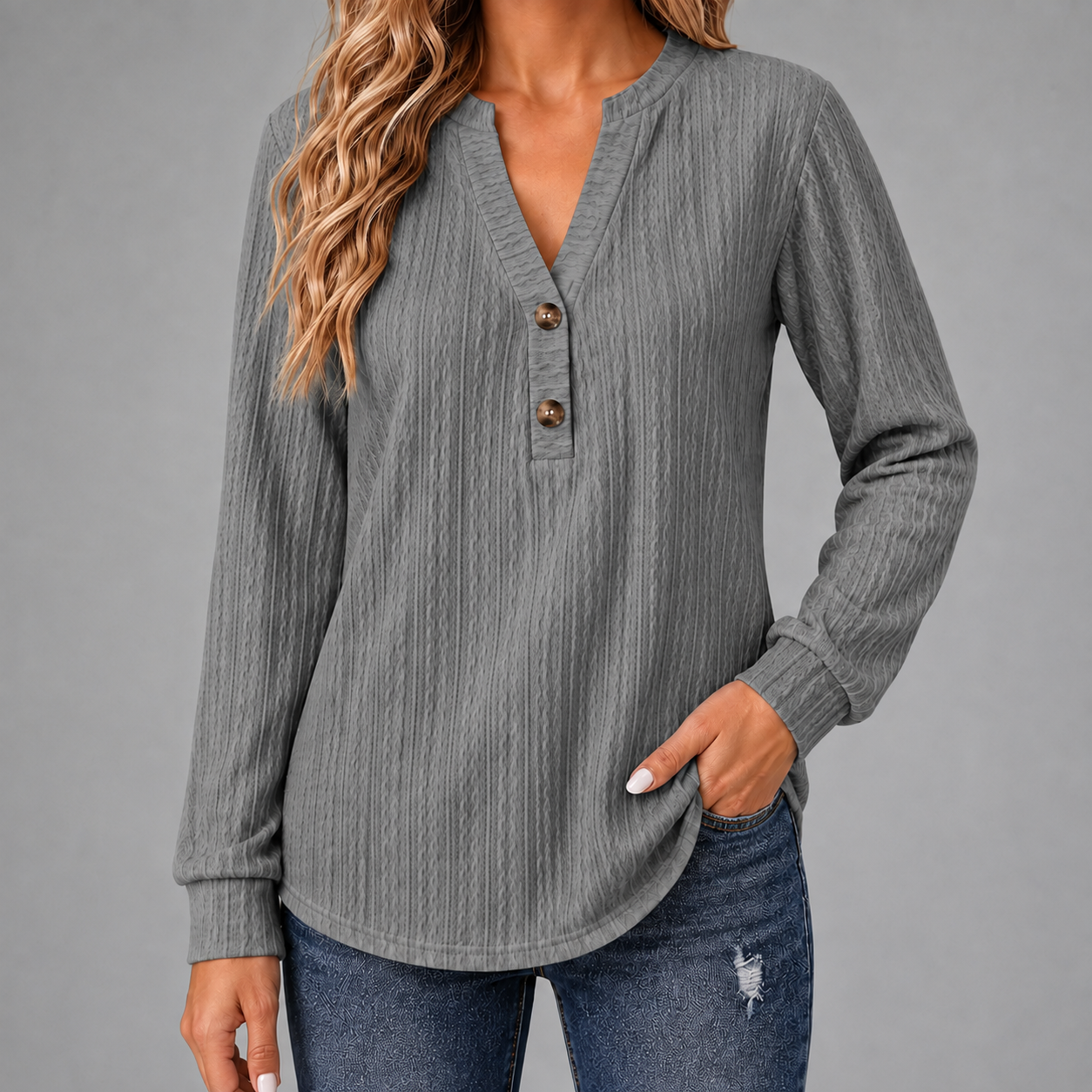 Merritt™ Knappet Tekstureret Top