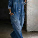 Isla | Off-the-Shoulder Denim Jumpsuit