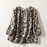 Elise Blomstret Bomuld-Lin Top