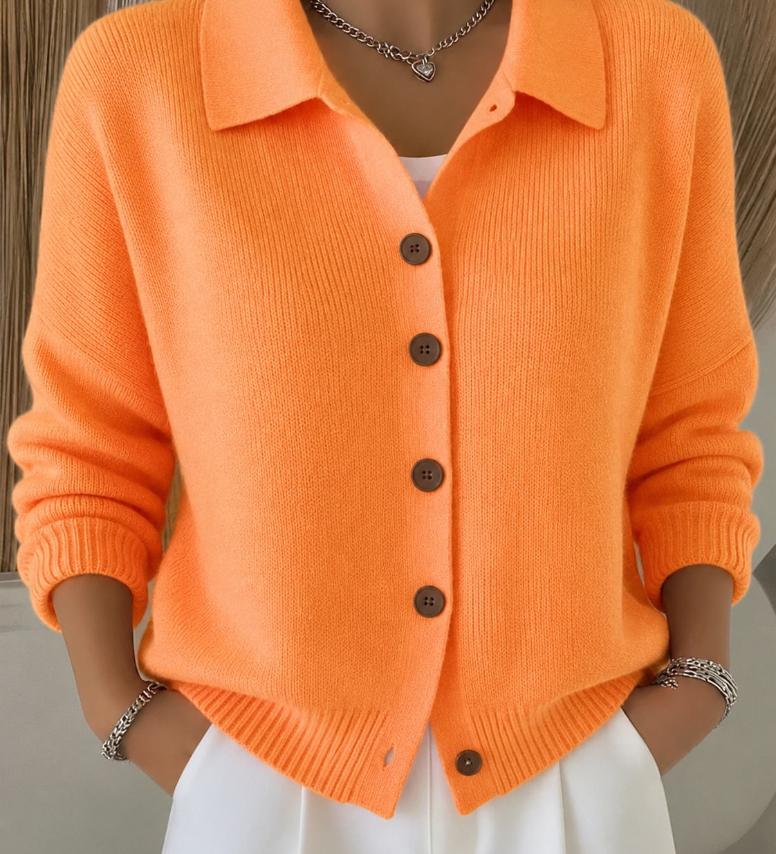 SIENNA™ - ELEGANT BUTTON COLLAR CARDIGAN