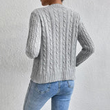 Kort kabelstrikket cardigan – Striktrøje med knapper