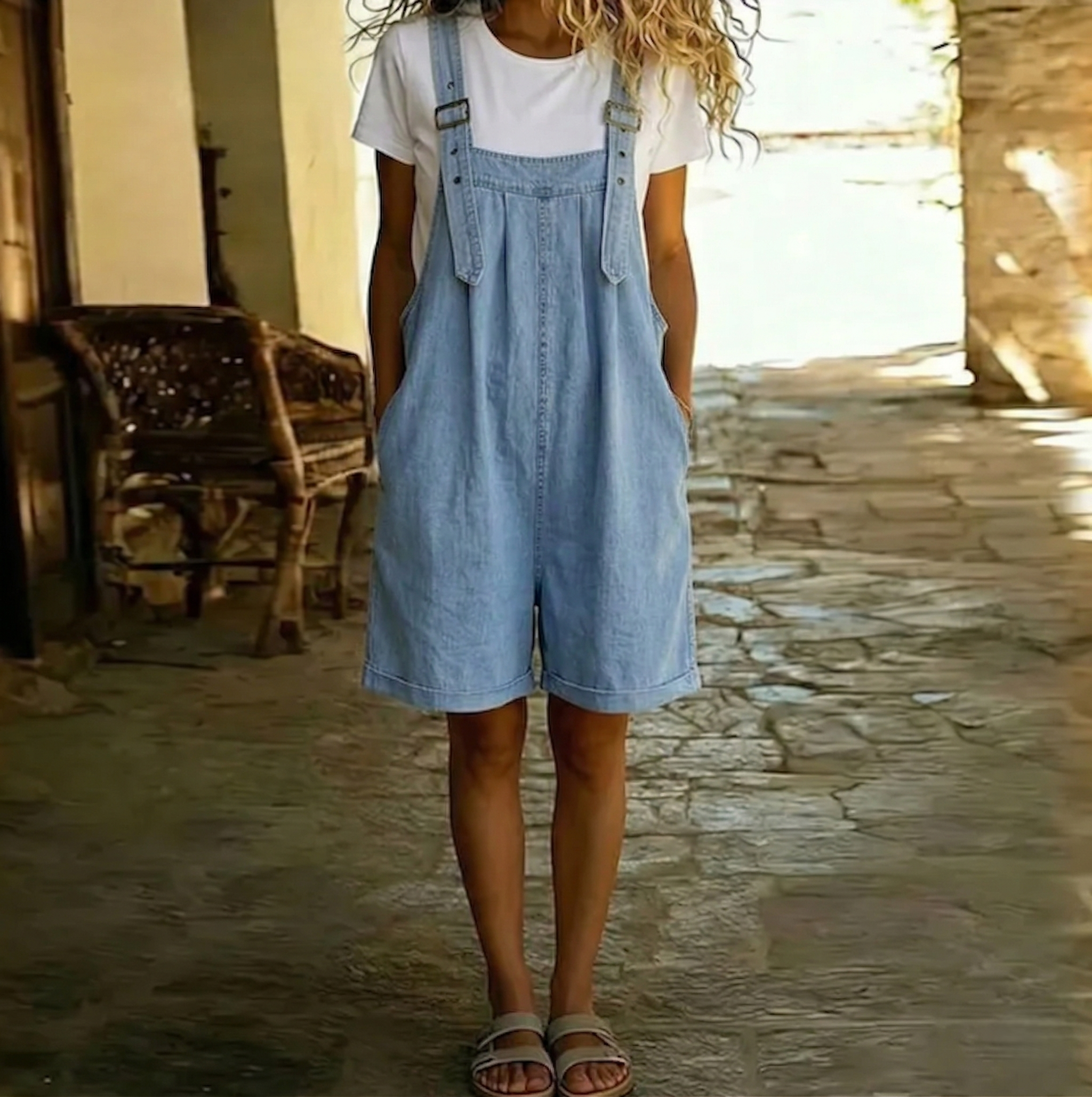 Charlotte | Kort denim-jumpsuit med blød bomuldsfølelse