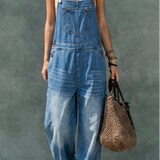 Phoebe | Elasticated-Waist Denim Dungarees