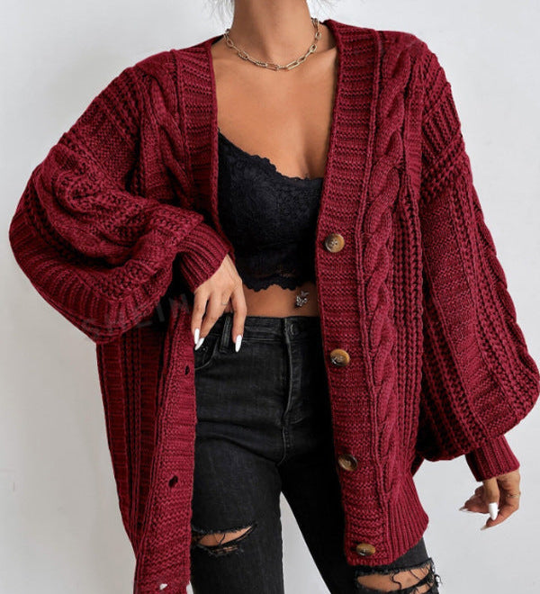 Oversized kabelstrikket cardigan