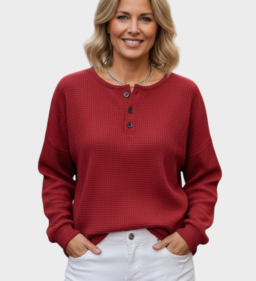 Helle™ | Vaffelstrikket Hyggetrøje