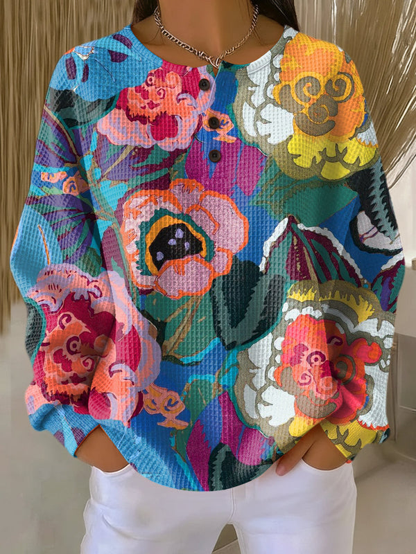Ida™ - Pullover med store farverige blomster
