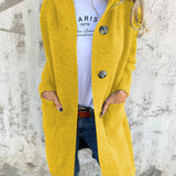 Lang strikket cardigan til kvinder med knapper
