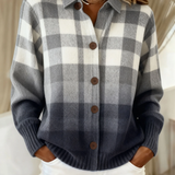 Agnes | Grå Ombre Ternet Knap Cardigan