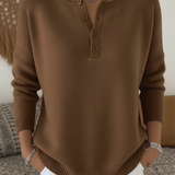 Helena | Striksweater med Henley-knaplukning