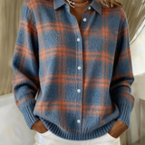 Zafira | Varm Blå Ternet Cardigan