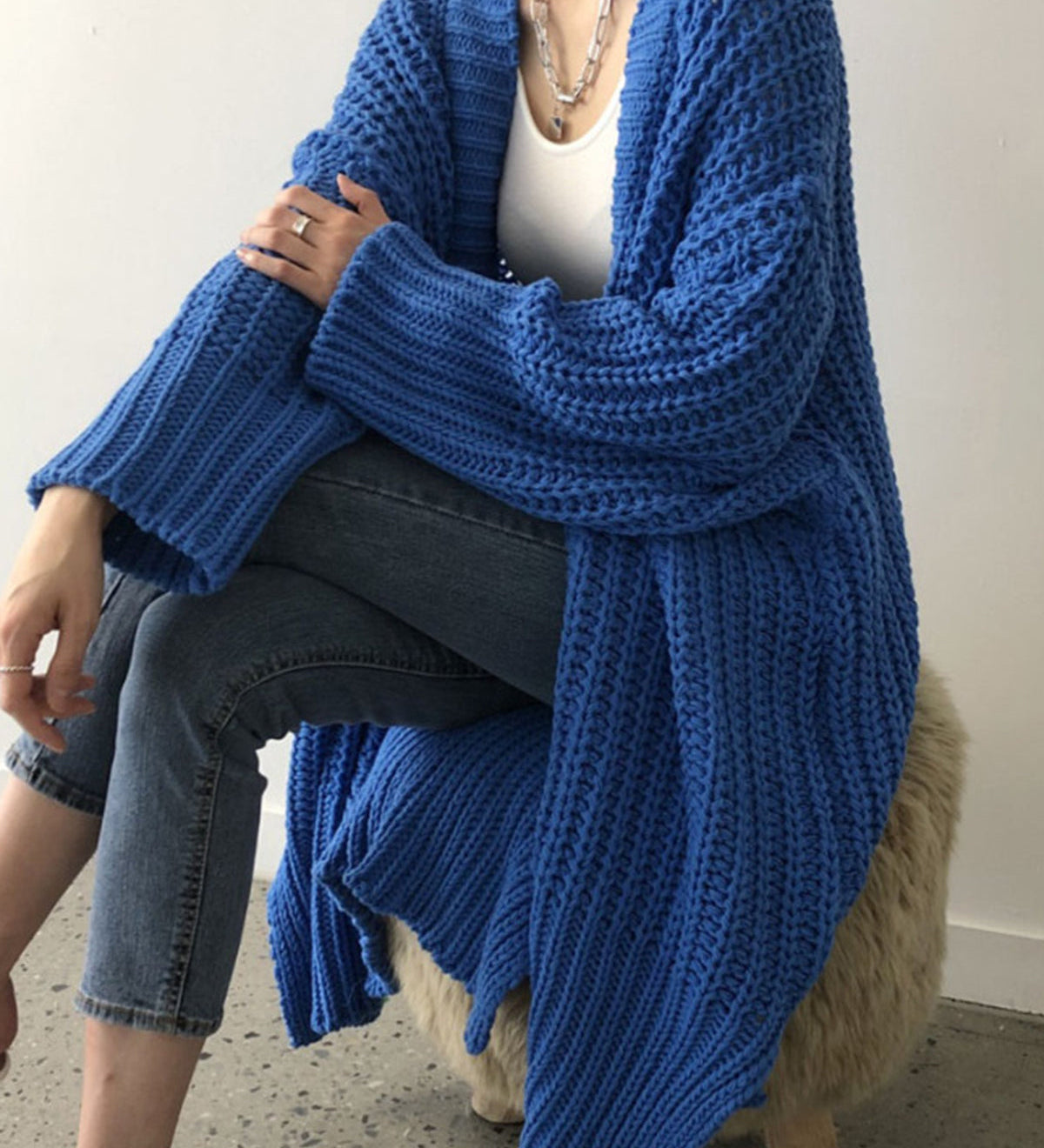 Oversized strikket cardigan med slids