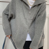 Casual oversized cardigan med åben krave